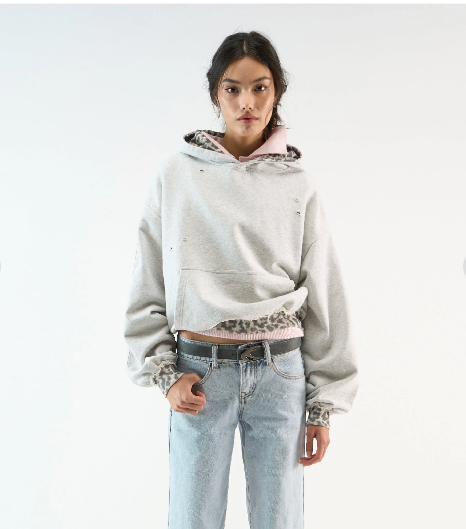 Grey Leopard Hoodie