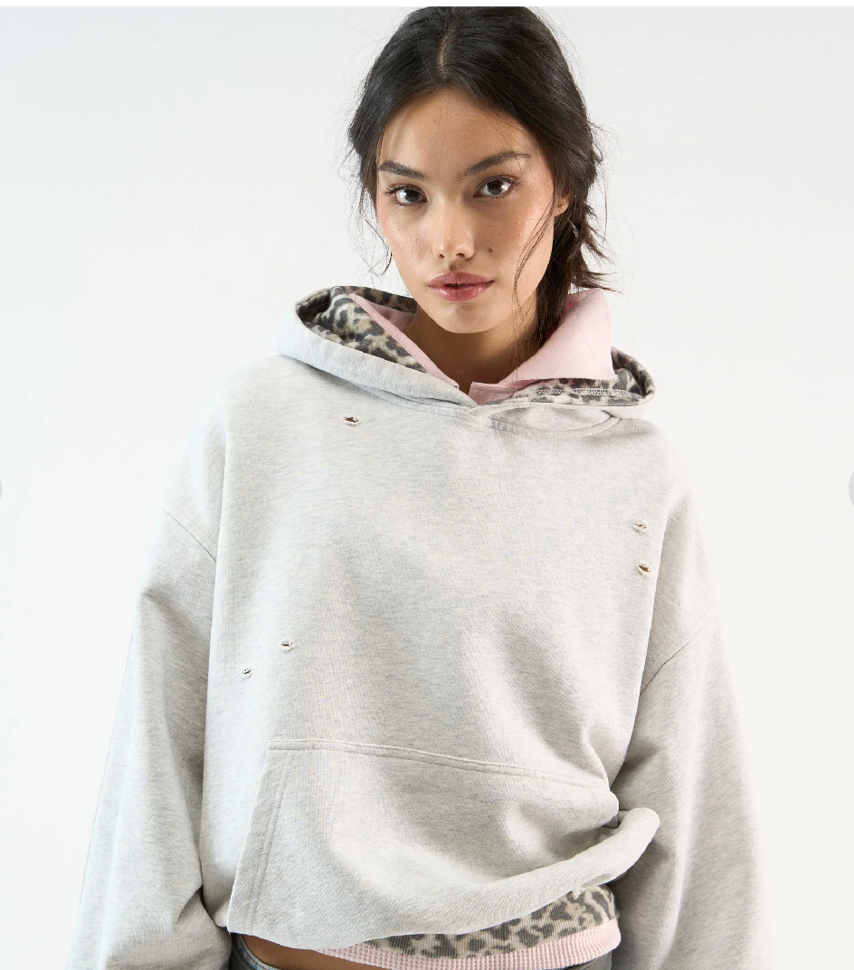 Grey Leopard Hoodie